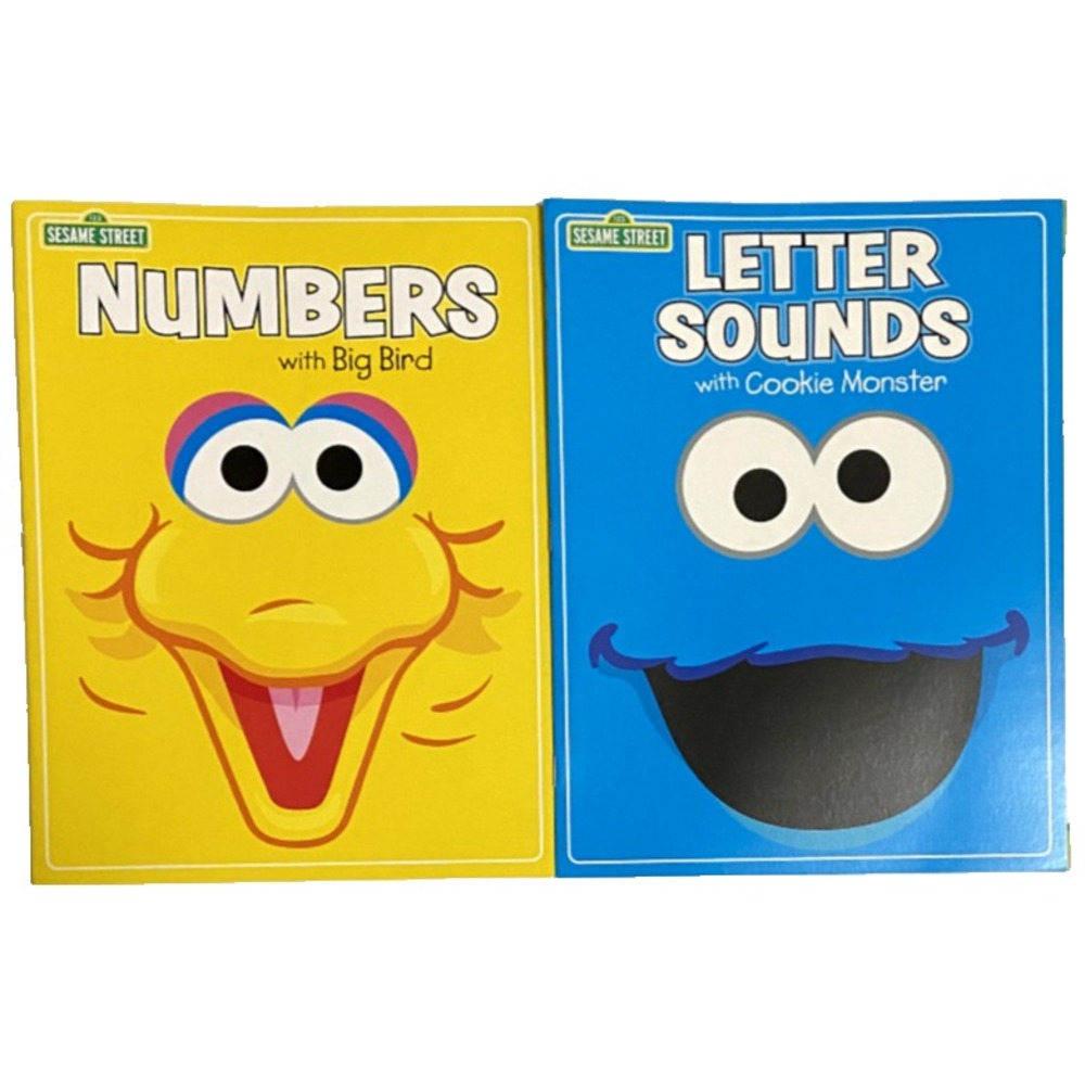 Sesame Street NUMBERS Big Bird LETTER SOUNDS Cookie Monster Learning‎ Workbooks